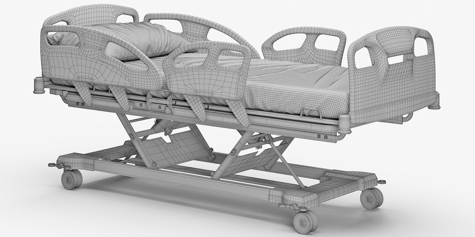 Hospital bed 3D model_8