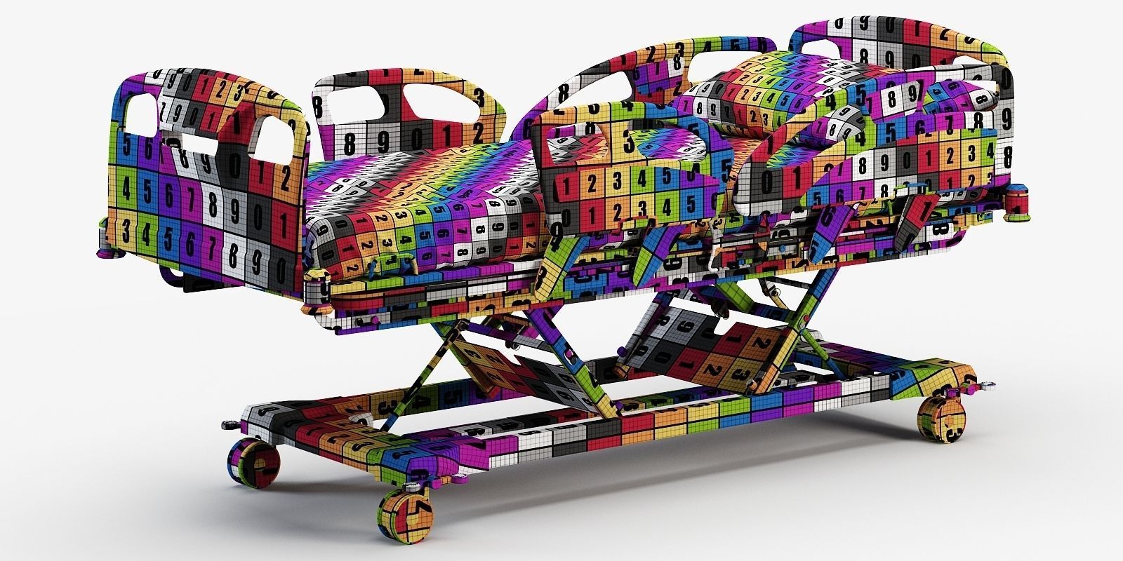 Hospital bed 3D model_6