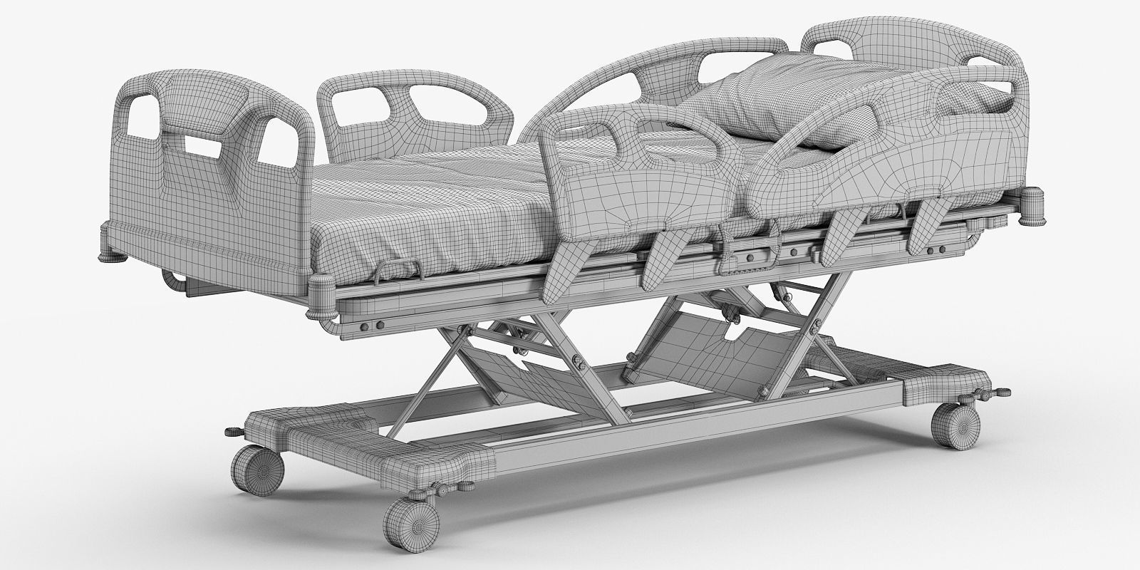 Hospital bed 3D model_7