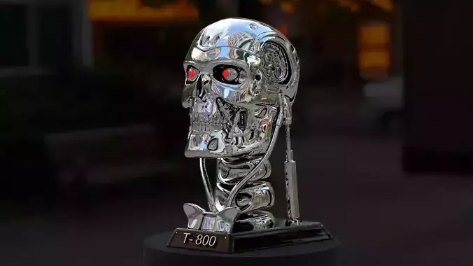 Terminator T-800 Skull Bust 3D Print Stl Model Diorama  3D print model