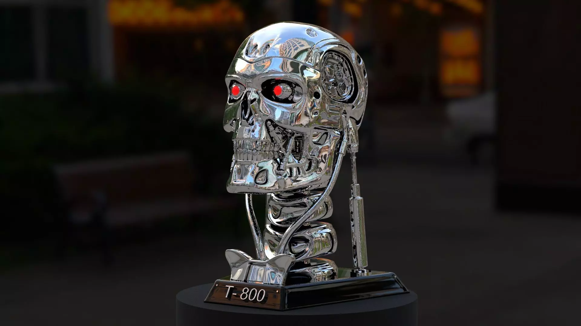 Terminator T-800 Skull Bust 3D Print Stl Model Diorama  3D print model_0