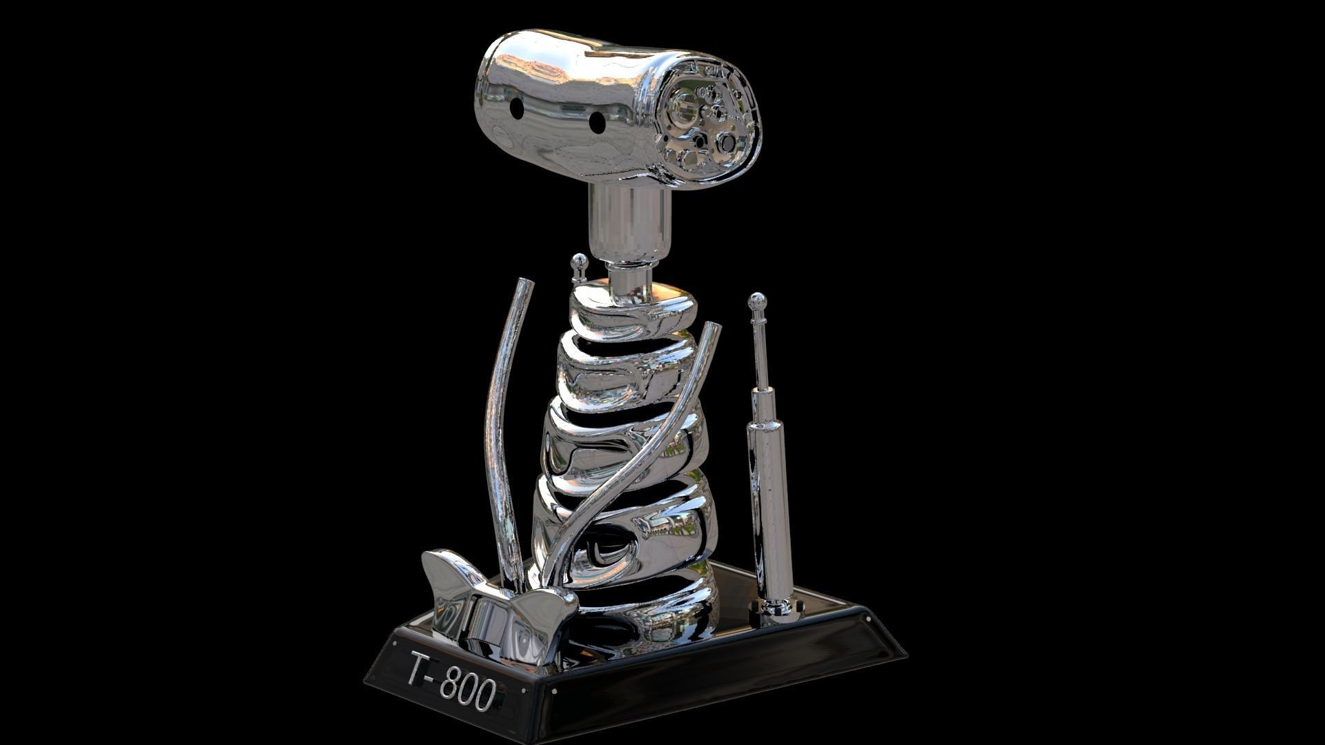 Terminator T-800 Skull Bust 3D Print Stl Model Diorama  3D print model_9