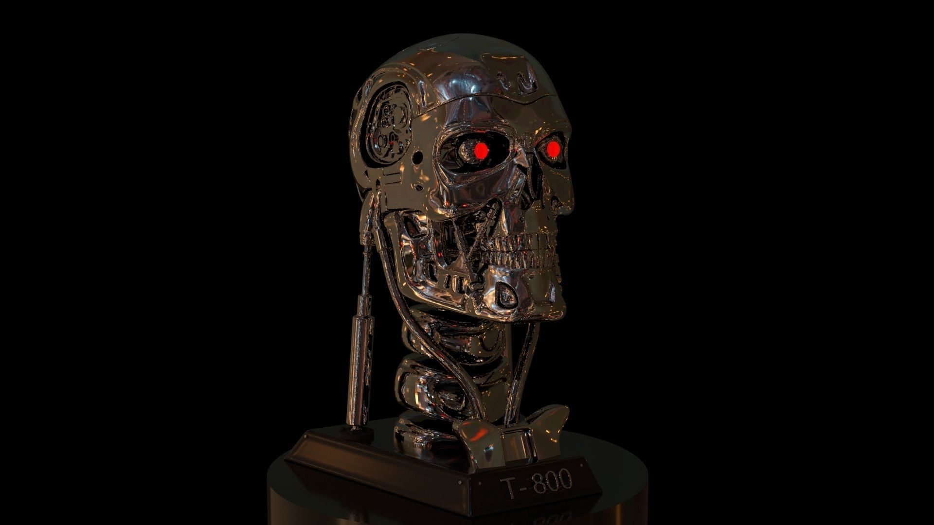 Terminator T-800 Skull Bust 3D Print Stl Model Diorama  3D print model_17