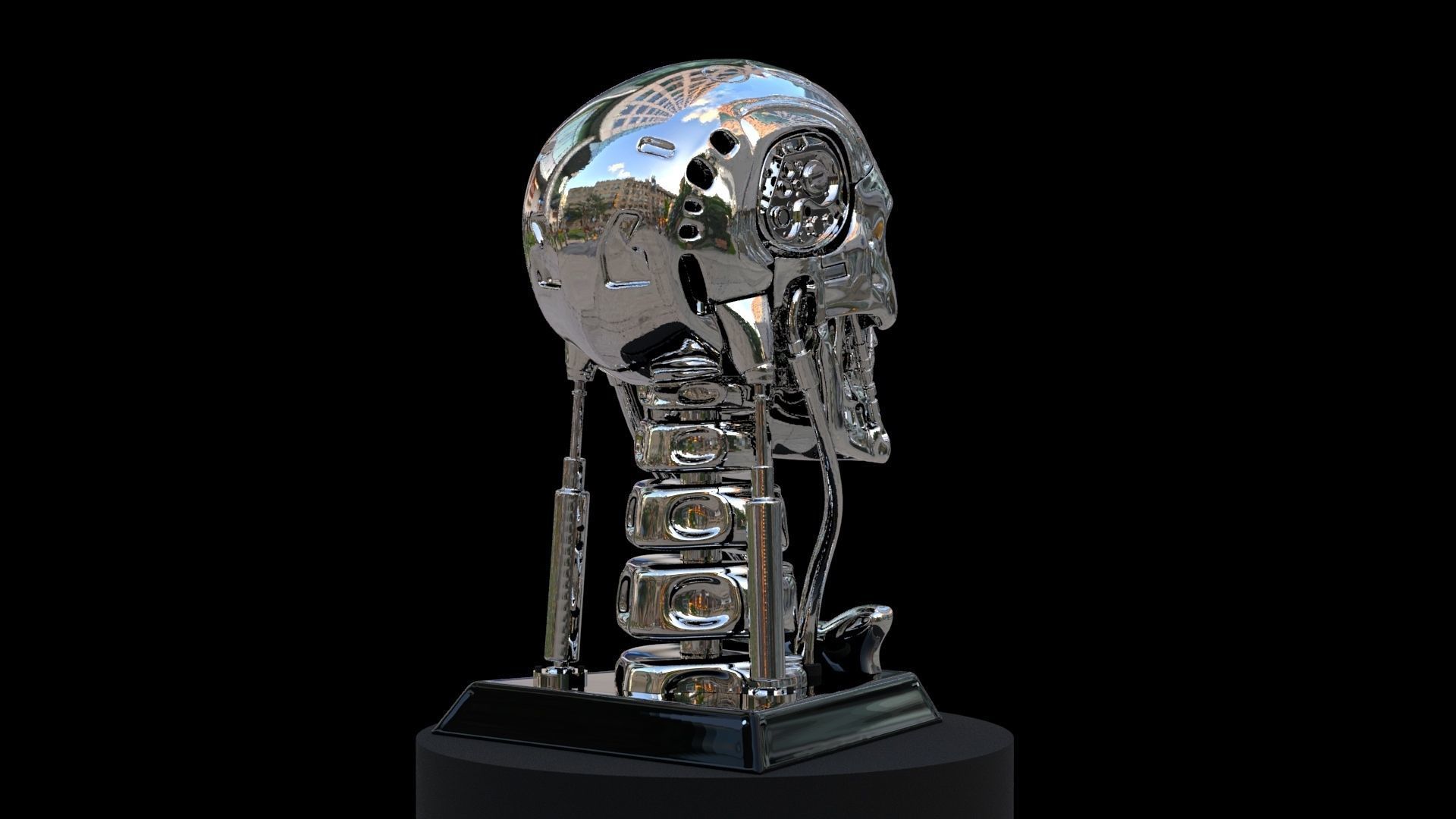 Terminator T-800 Skull Bust 3D Print Stl Model Diorama  3D print model_2