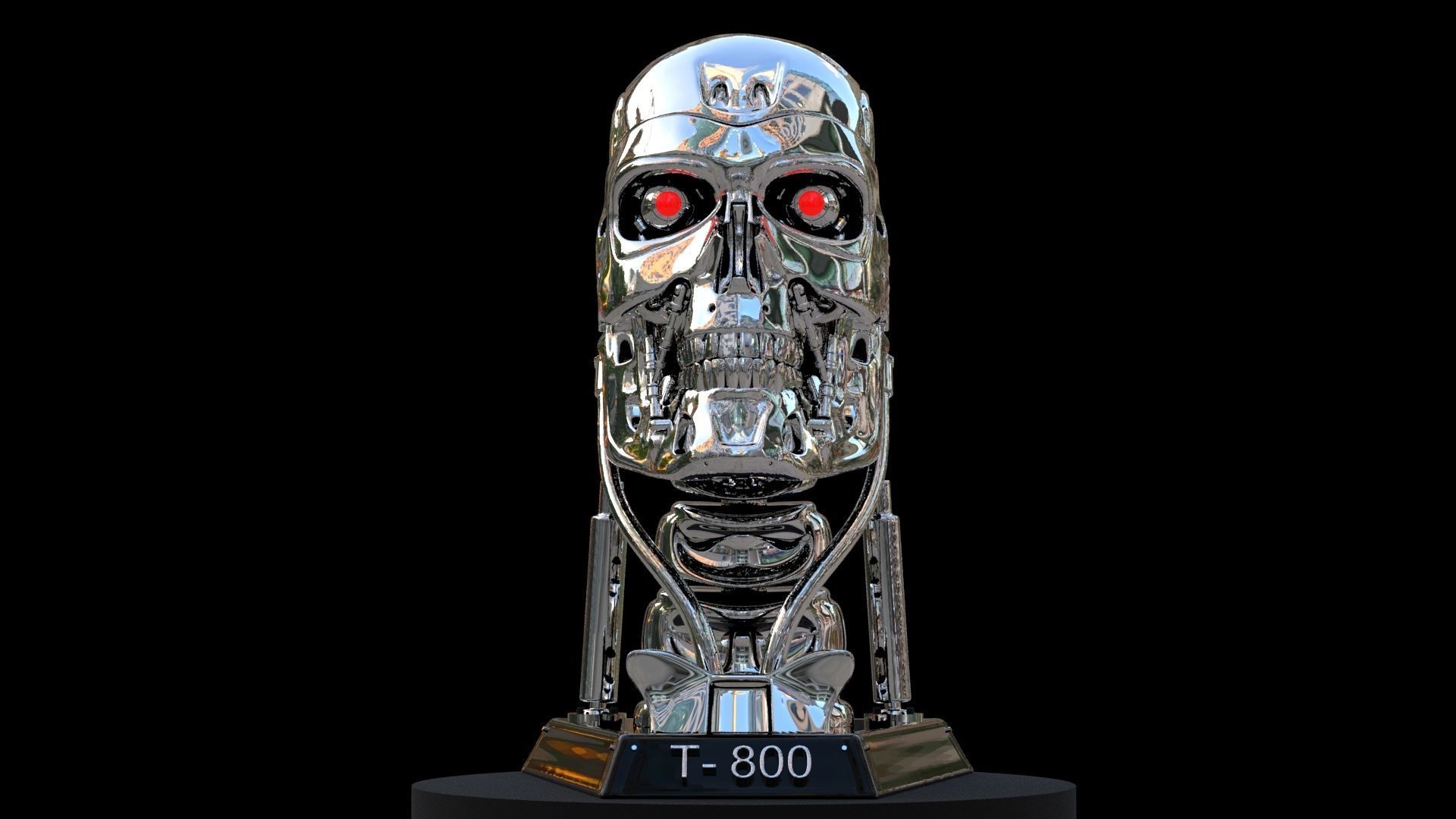 Terminator T-800 Skull Bust 3D Print Stl Model Diorama  3D print model_4