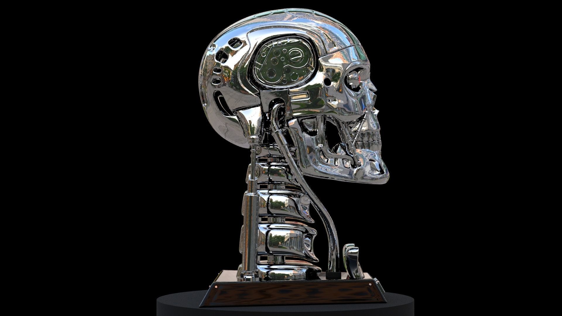 Terminator T-800 Skull Bust 3D Print Stl Model Diorama  3D print model_3