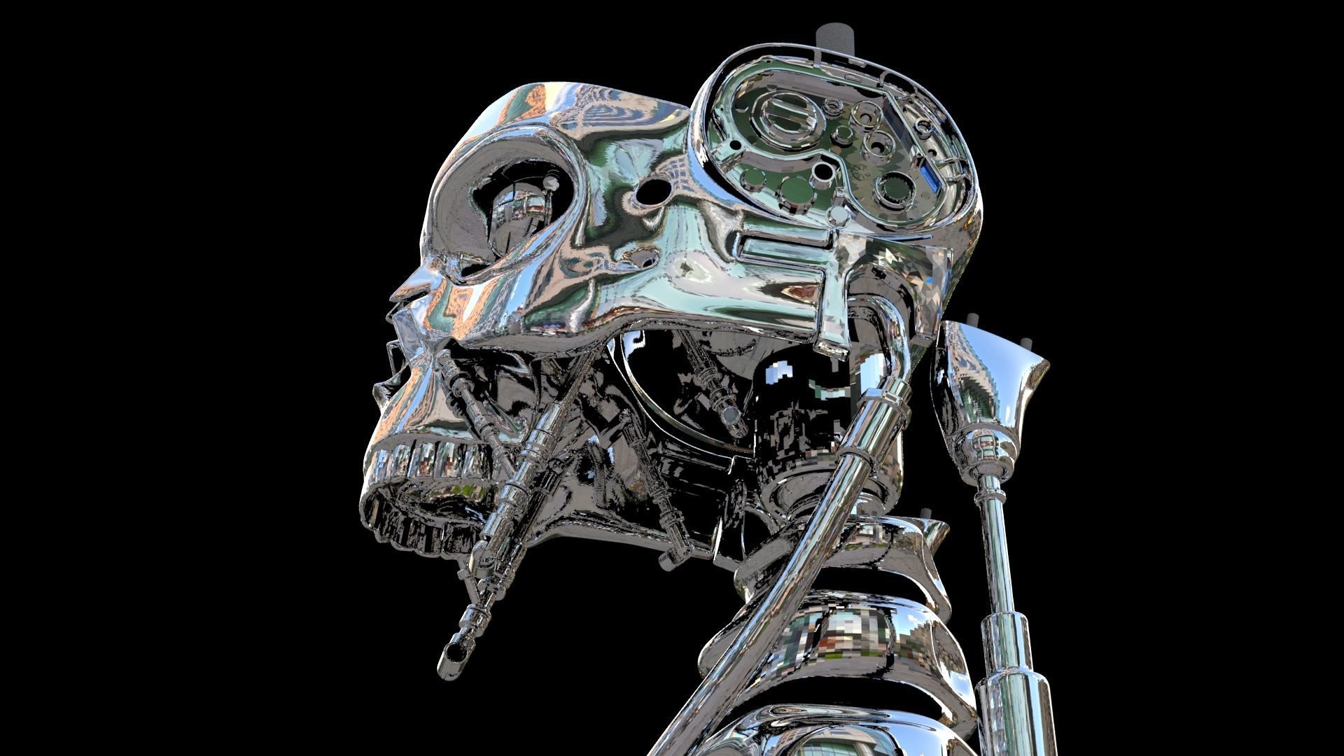 Terminator T-800 Skull Bust 3D Print Stl Model Diorama  3D print model_10