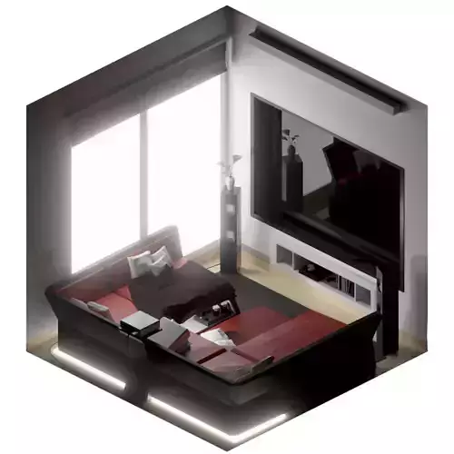 Interior isometric lowpoly room