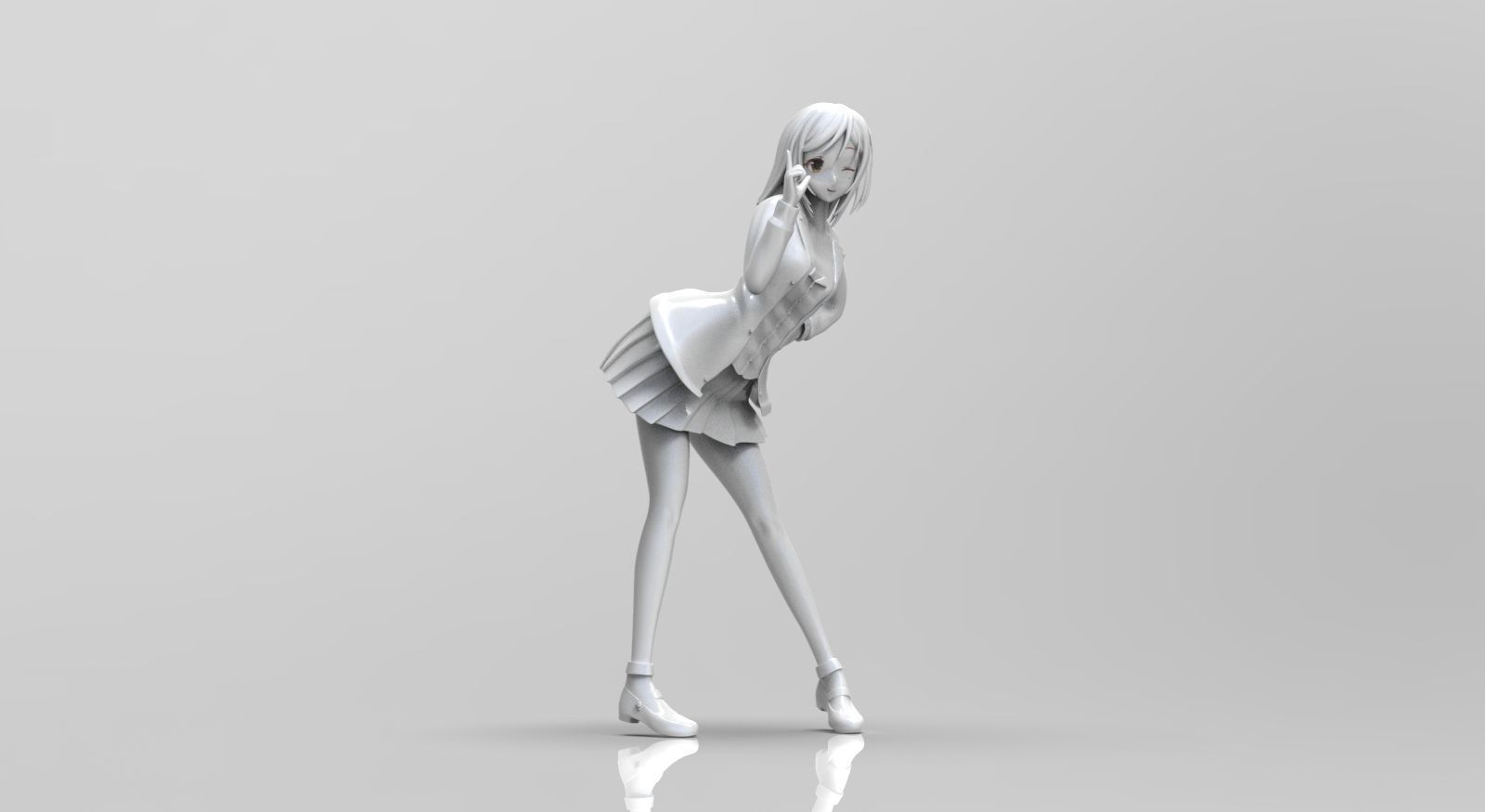 Yanagi girl in dress 3D print model_2