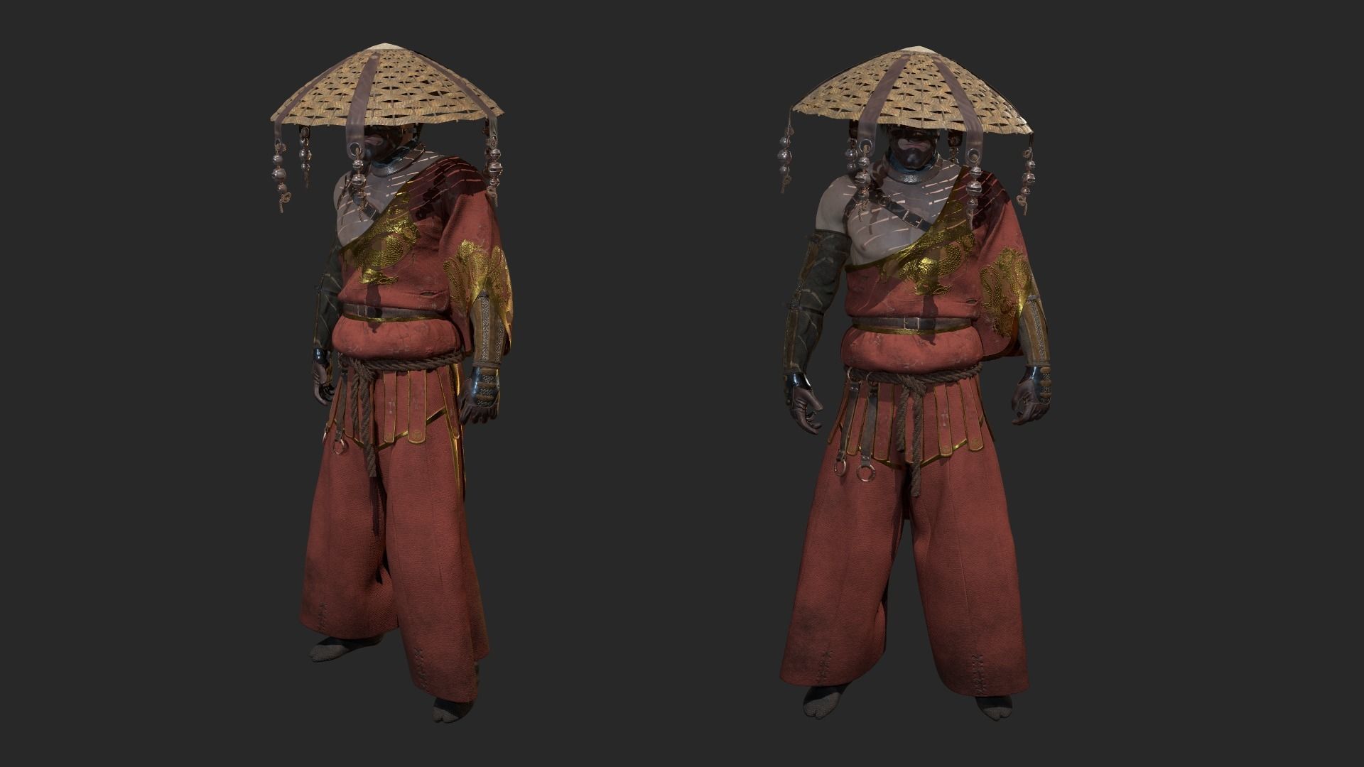 Shinobi PBR Game Character Low-poly 3D model_13