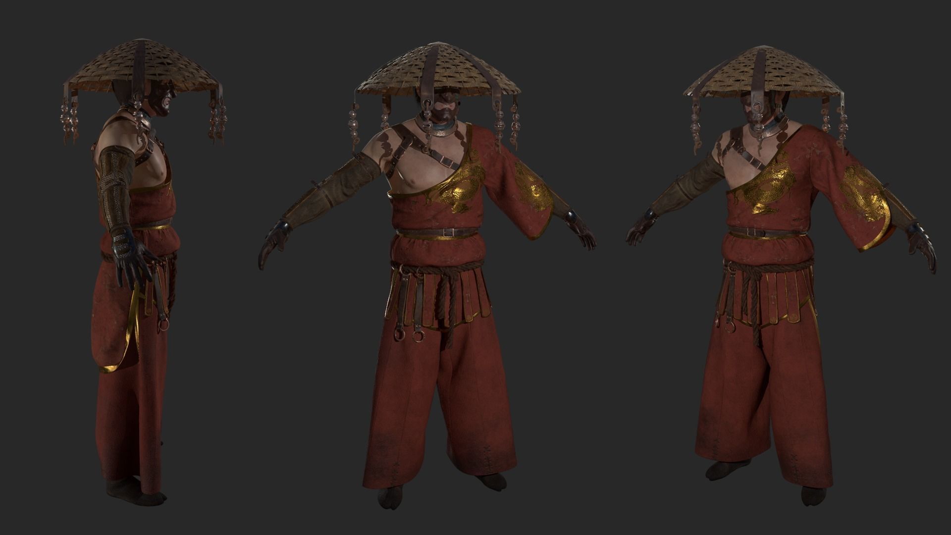 Shinobi PBR Game Character Low-poly 3D model_5