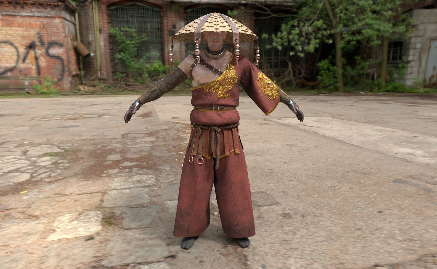 Shinobi PBR Game Character Low-poly 3D model_17