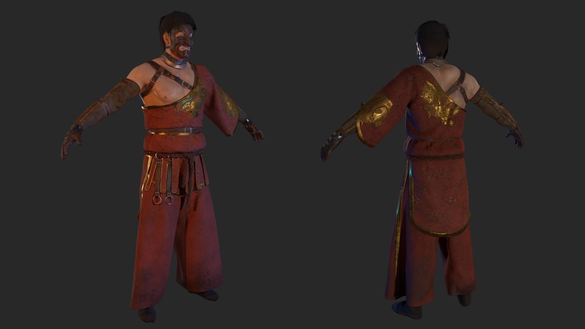 Shinobi PBR Game Character Low-poly 3D model_10