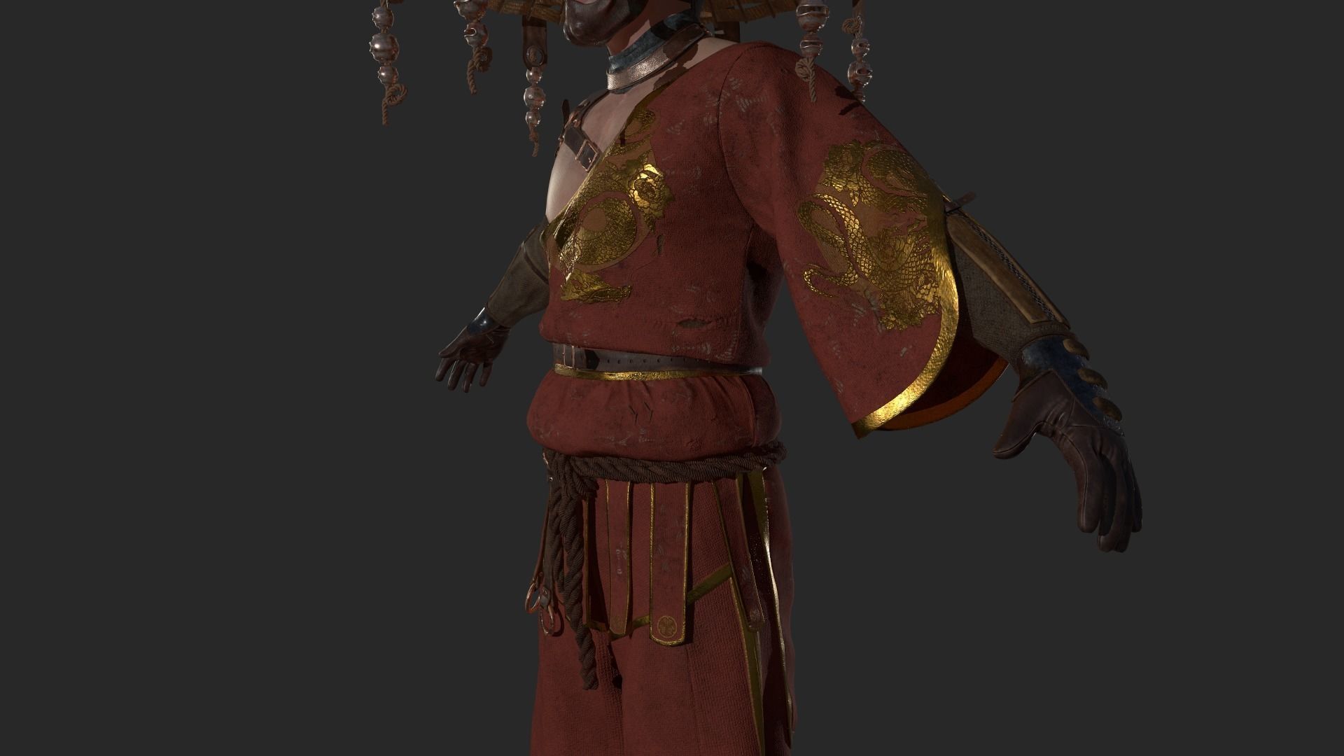 Shinobi PBR Game Character Low-poly 3D model_7