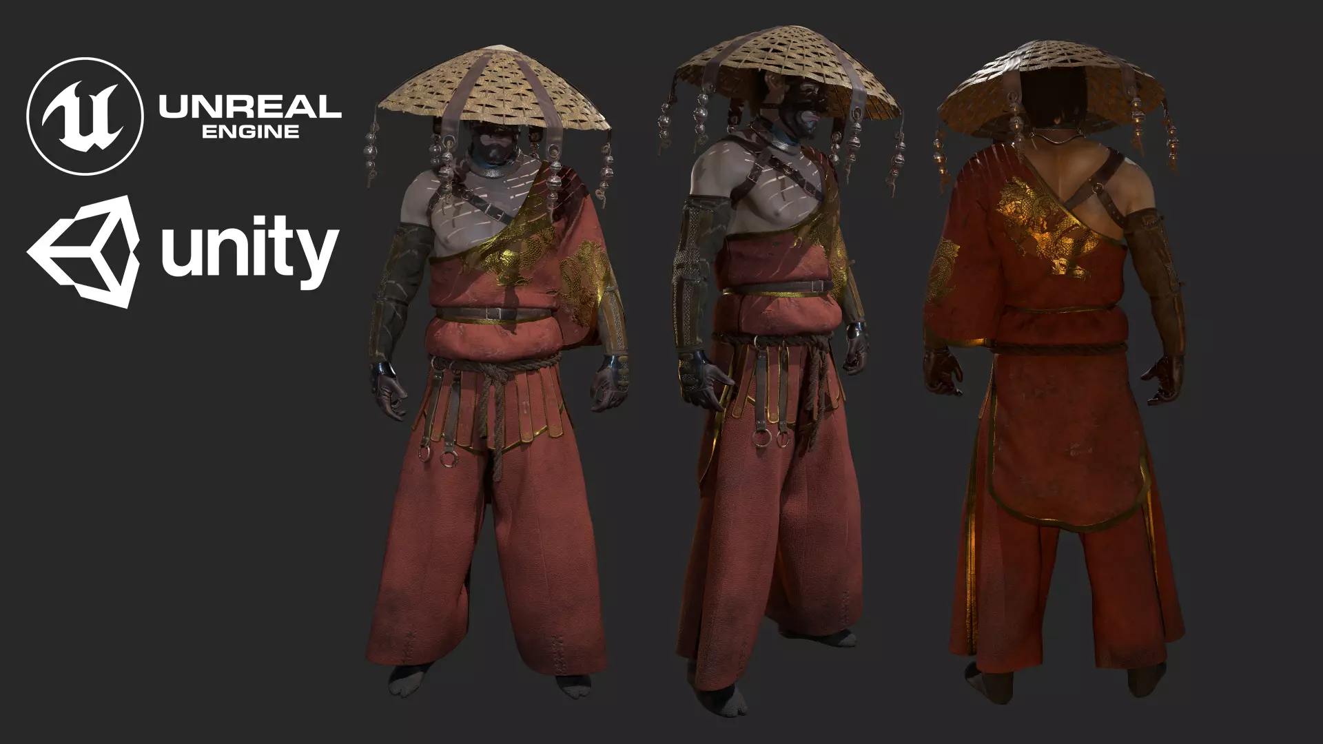 Shinobi PBR Game Character Low-poly 3D model_0
