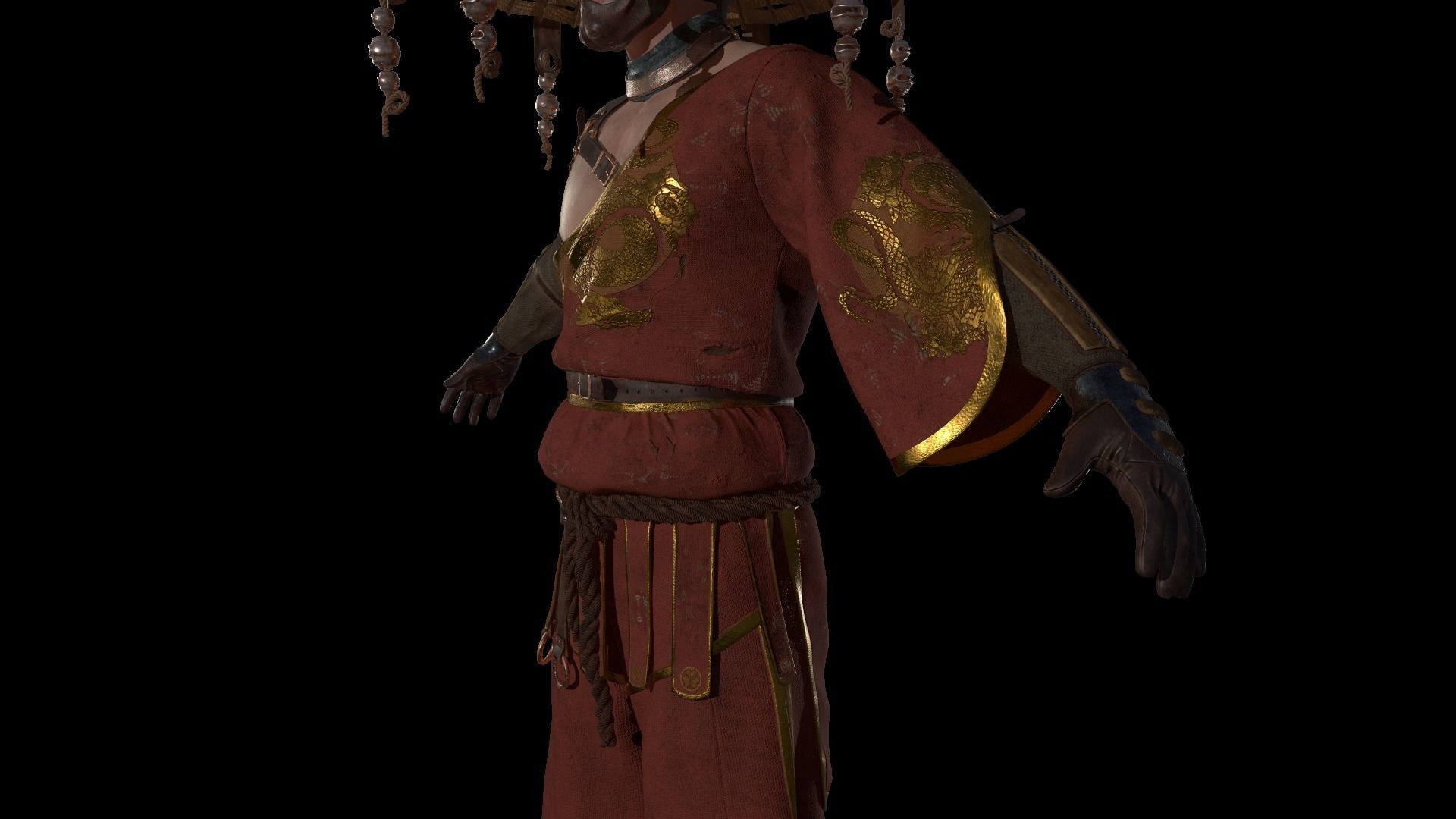 Shinobi PBR Game Character Low-poly 3D model_20