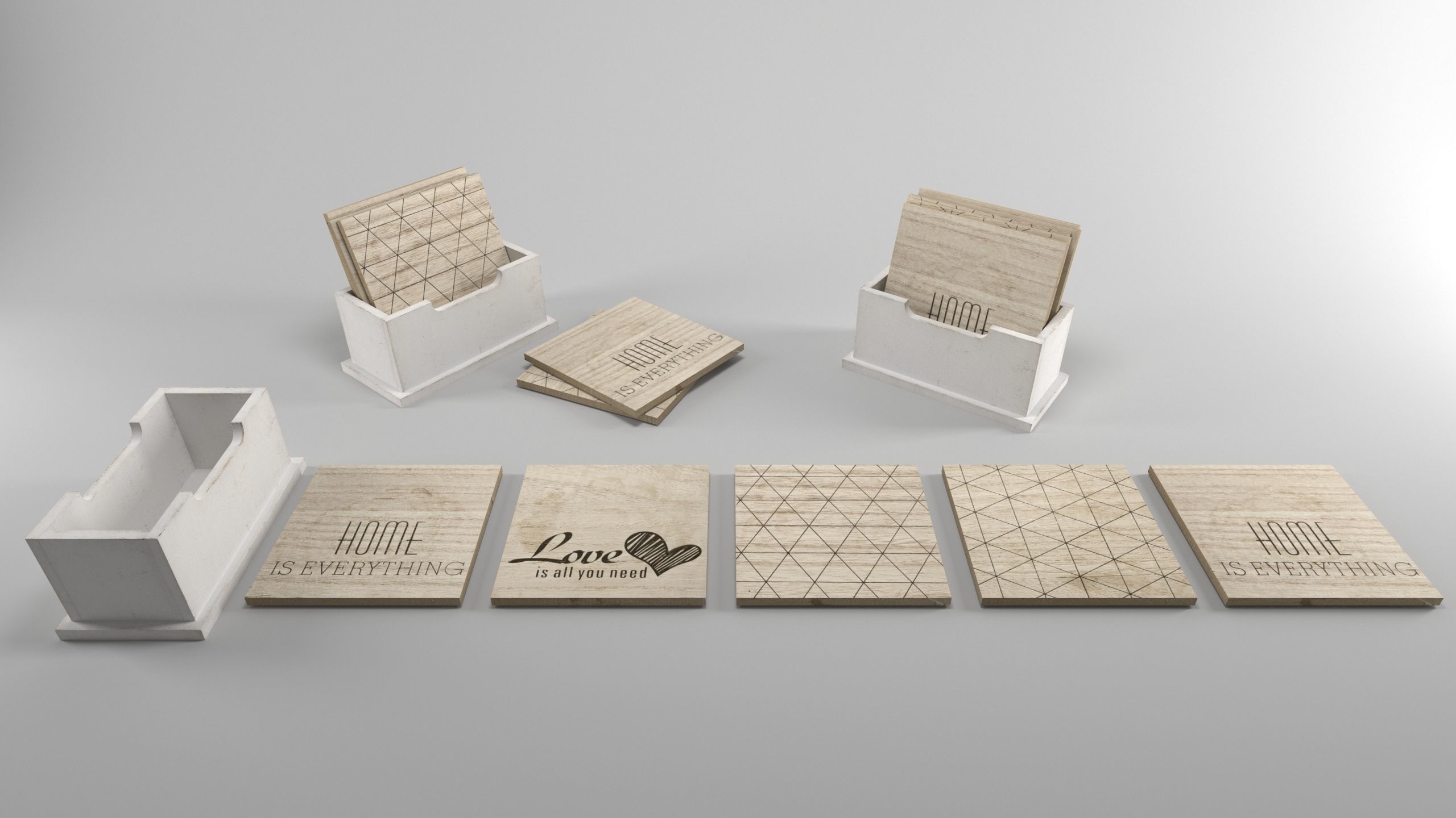 Drinks coaster set 3 Layouts included 3D model_7