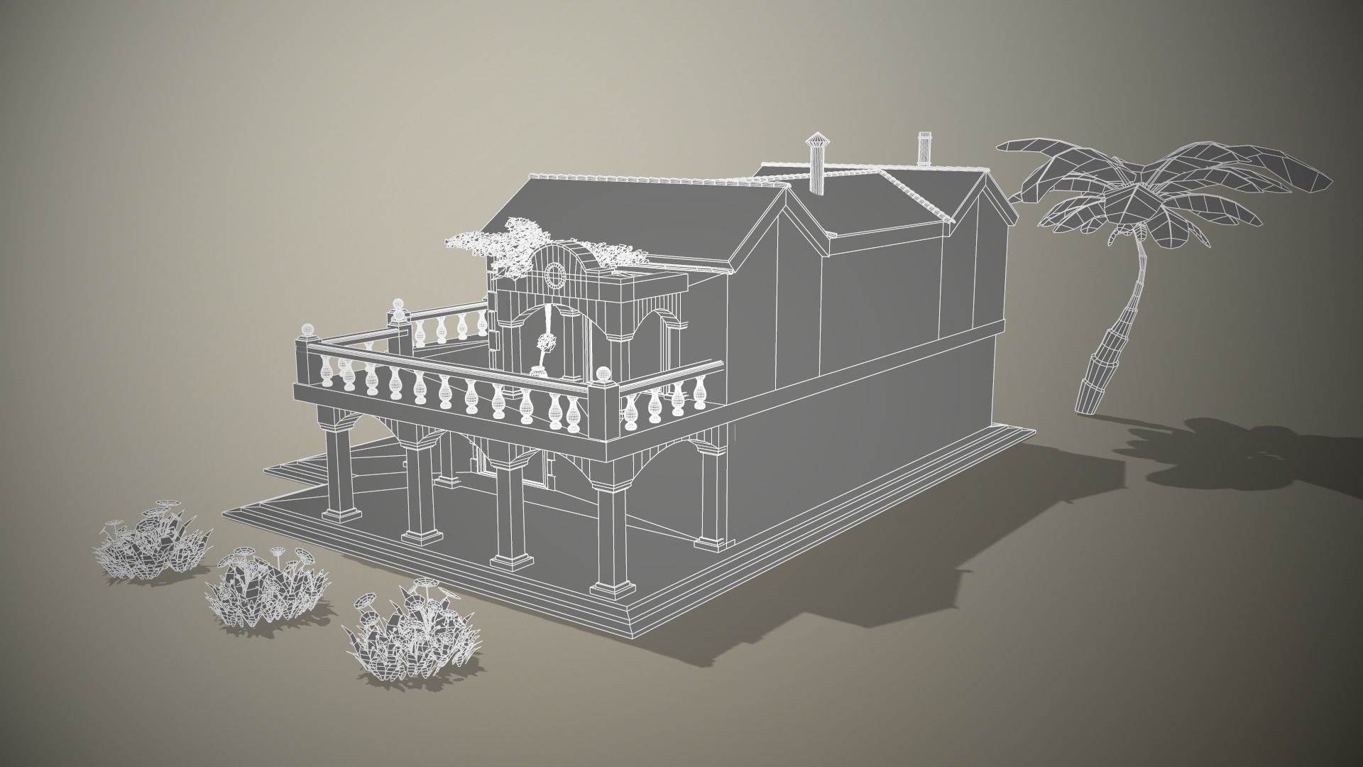 Stylized Tropical Beach Building Low-poly 3D model_14