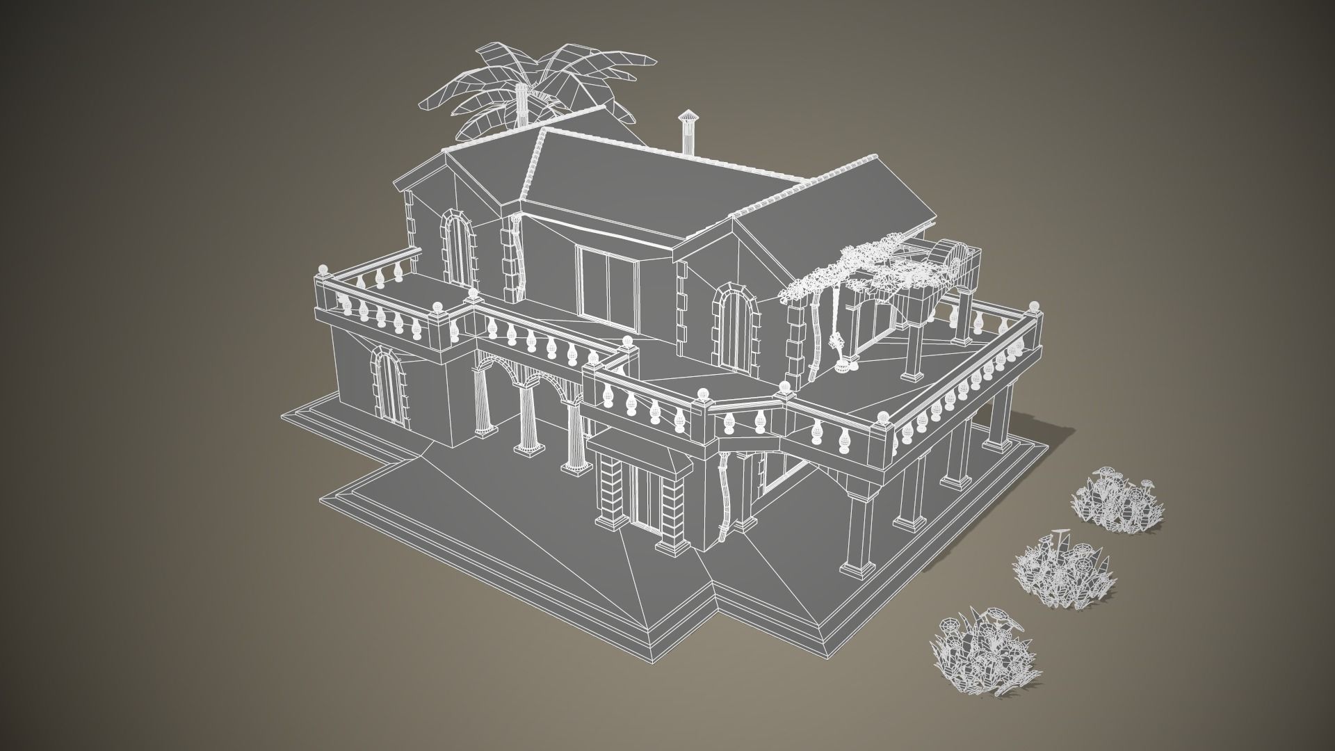 Stylized Tropical Beach Building Low-poly 3D model_11