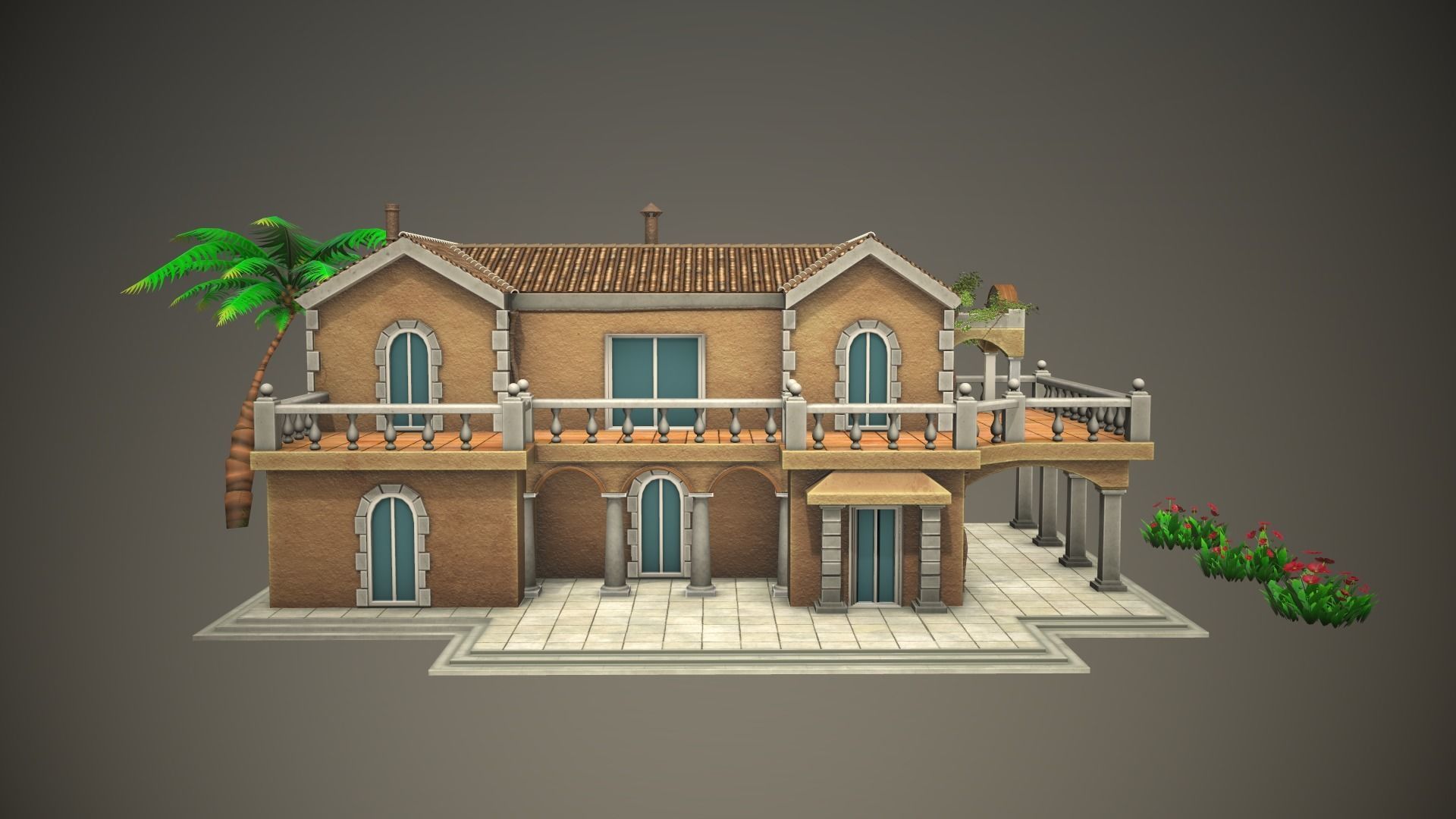 Stylized Tropical Beach Building Low-poly 3D model_4