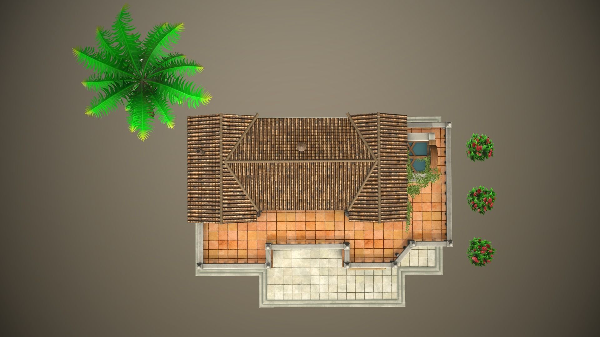 Stylized Tropical Beach Building Low-poly 3D model_6