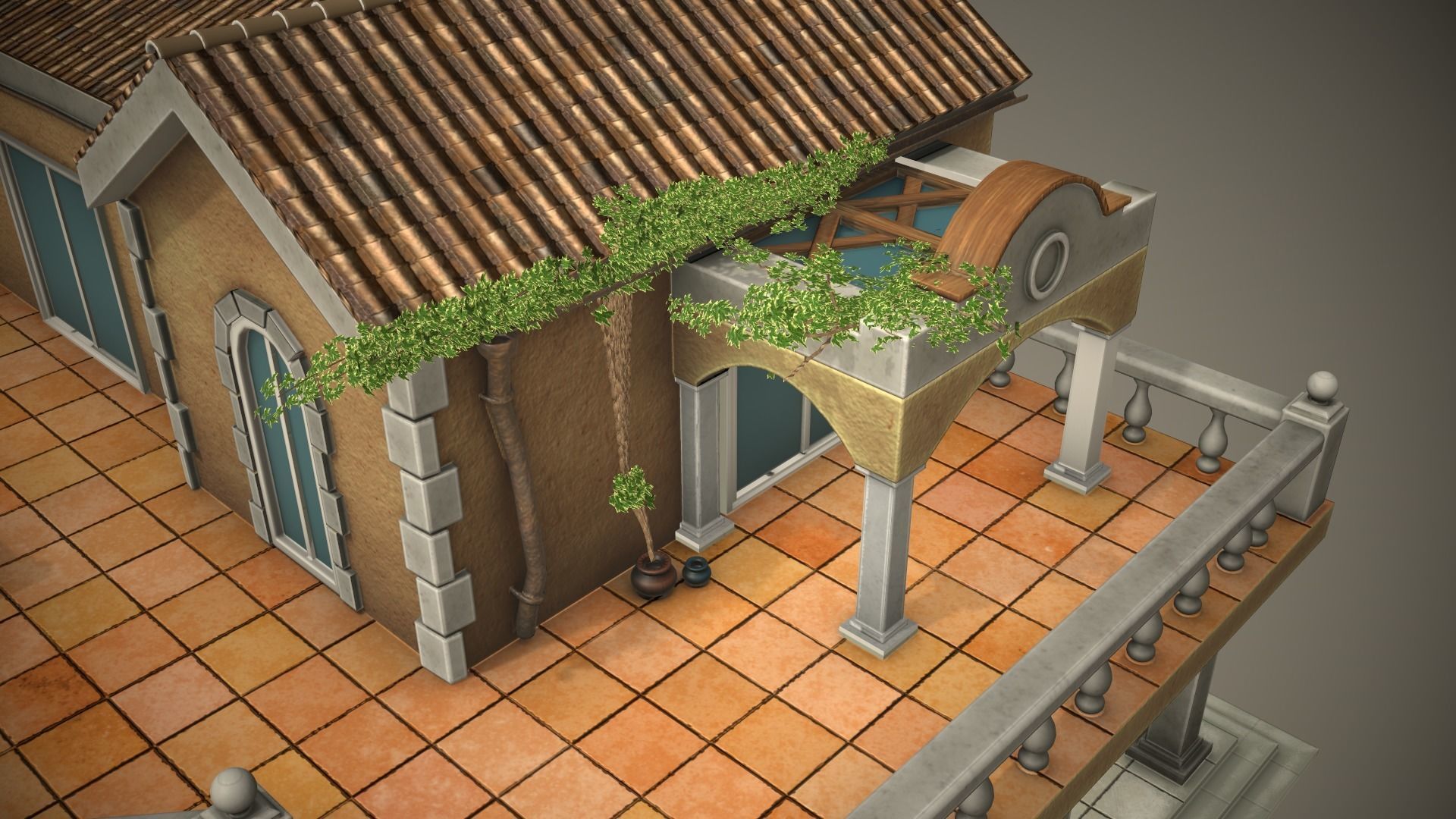 Stylized Tropical Beach Building Low-poly 3D model_7