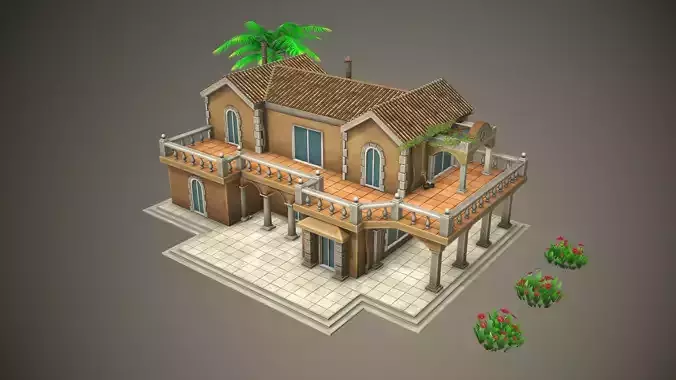 Stylized Tropical Beach Building