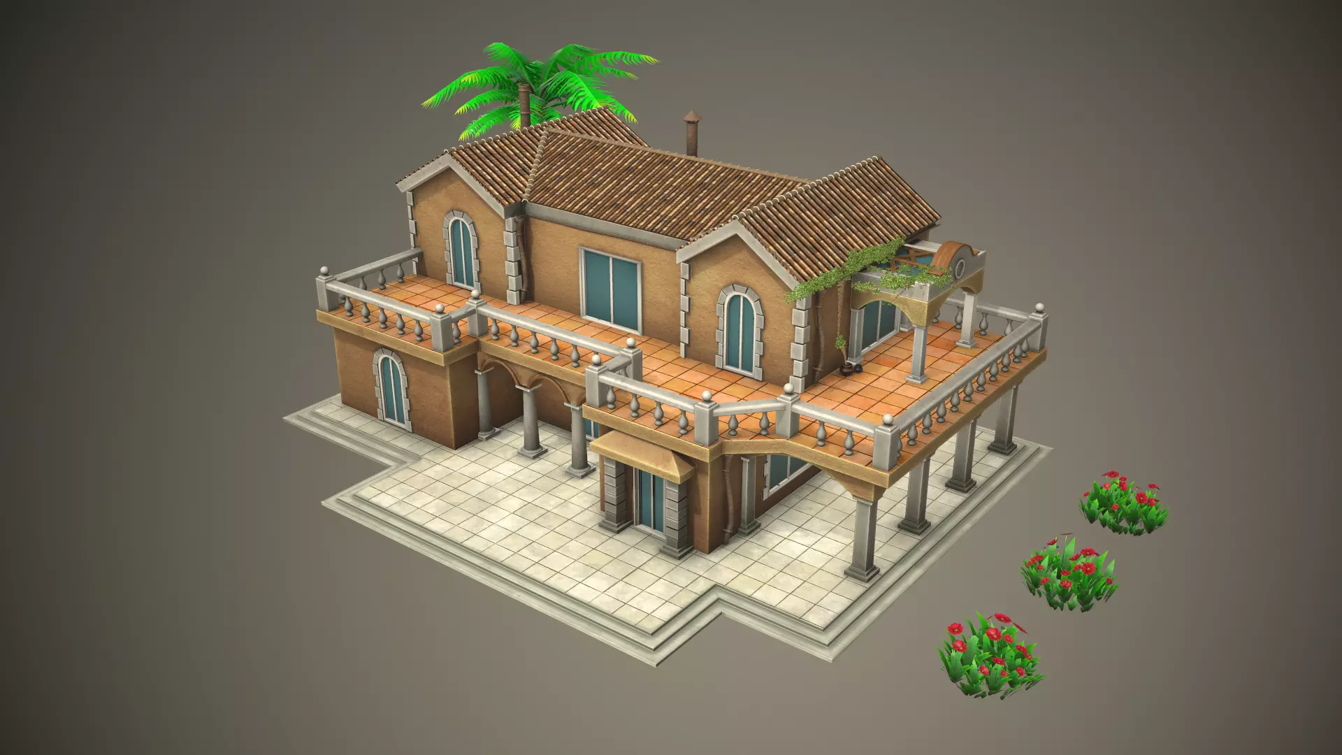 Stylized Tropical Beach Building Low-poly 3D model_0