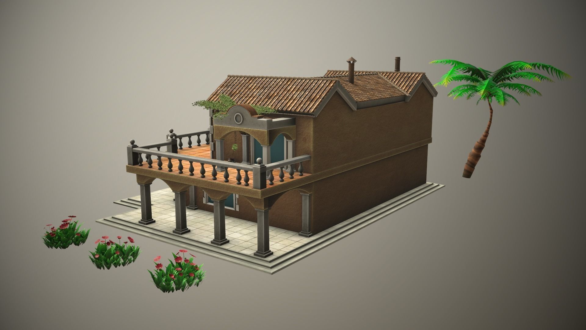 Stylized Tropical Beach Building Low-poly 3D model_5