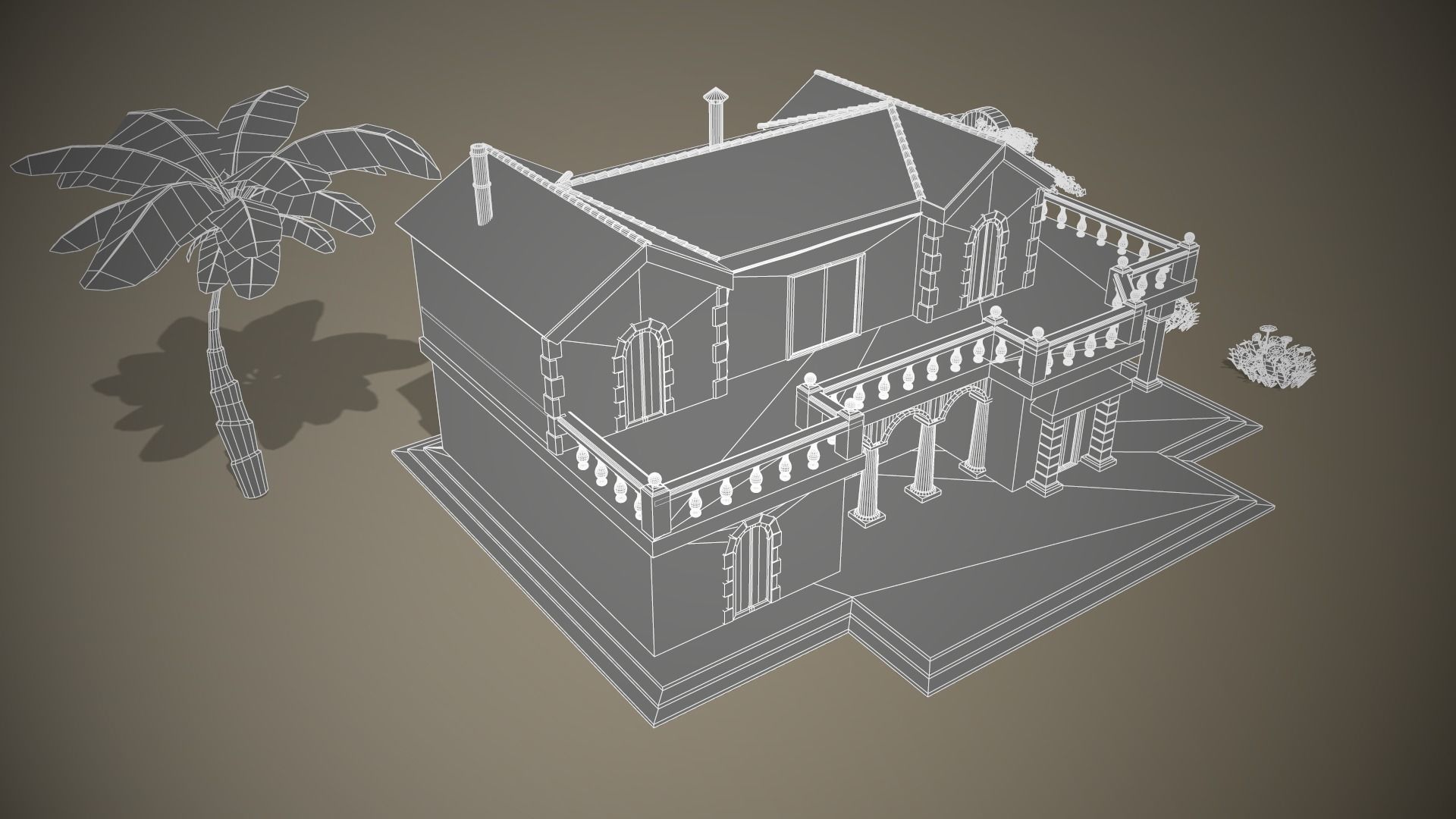 Stylized Tropical Beach Building Low-poly 3D model_12