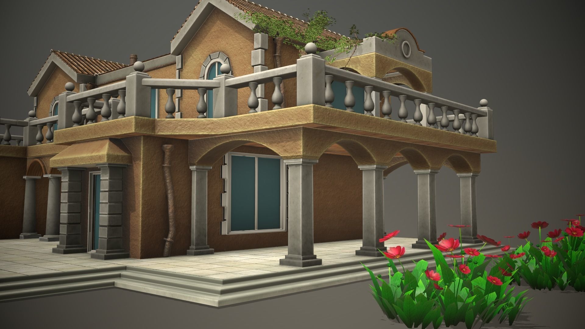 Stylized Tropical Beach Building Low-poly 3D model_8