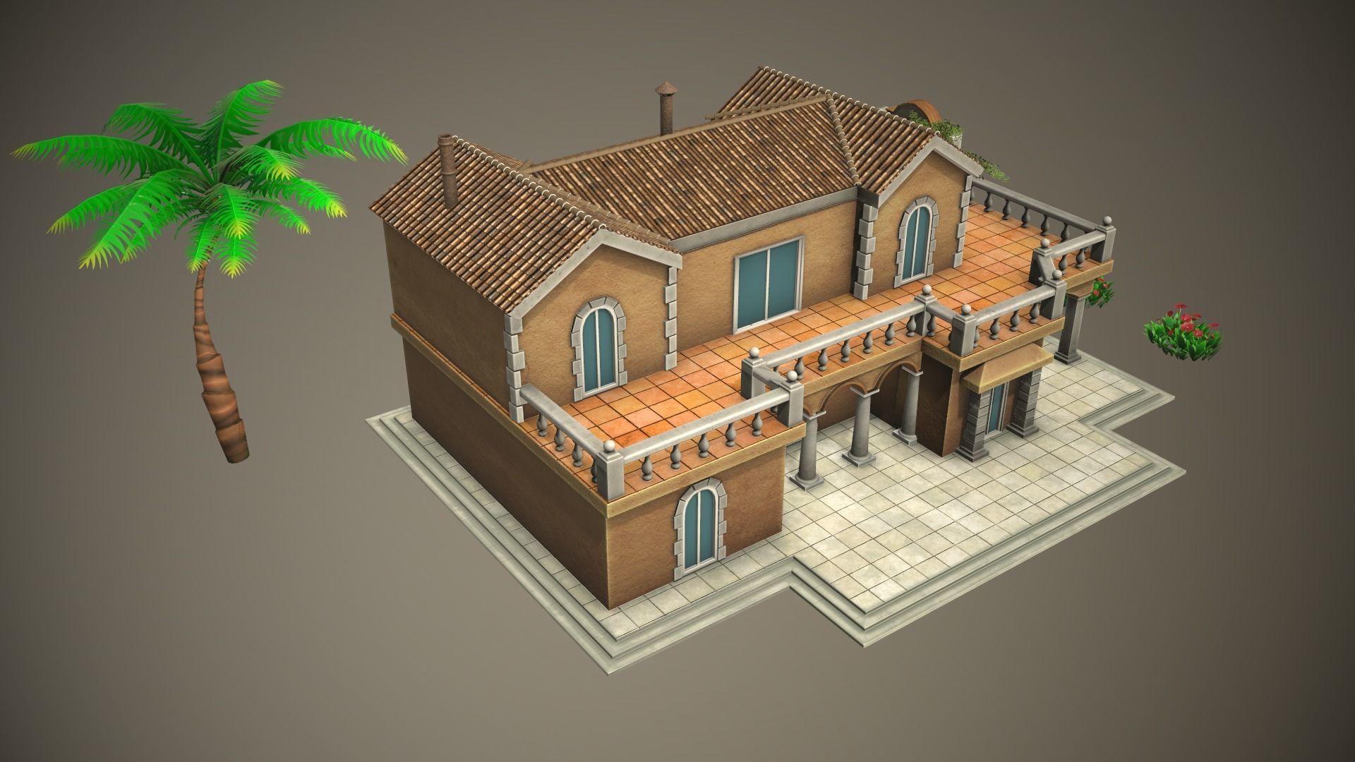 Stylized Tropical Beach Building Low-poly 3D model_2