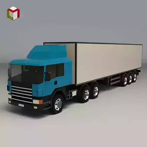 Low Poly Cargo Truck 02