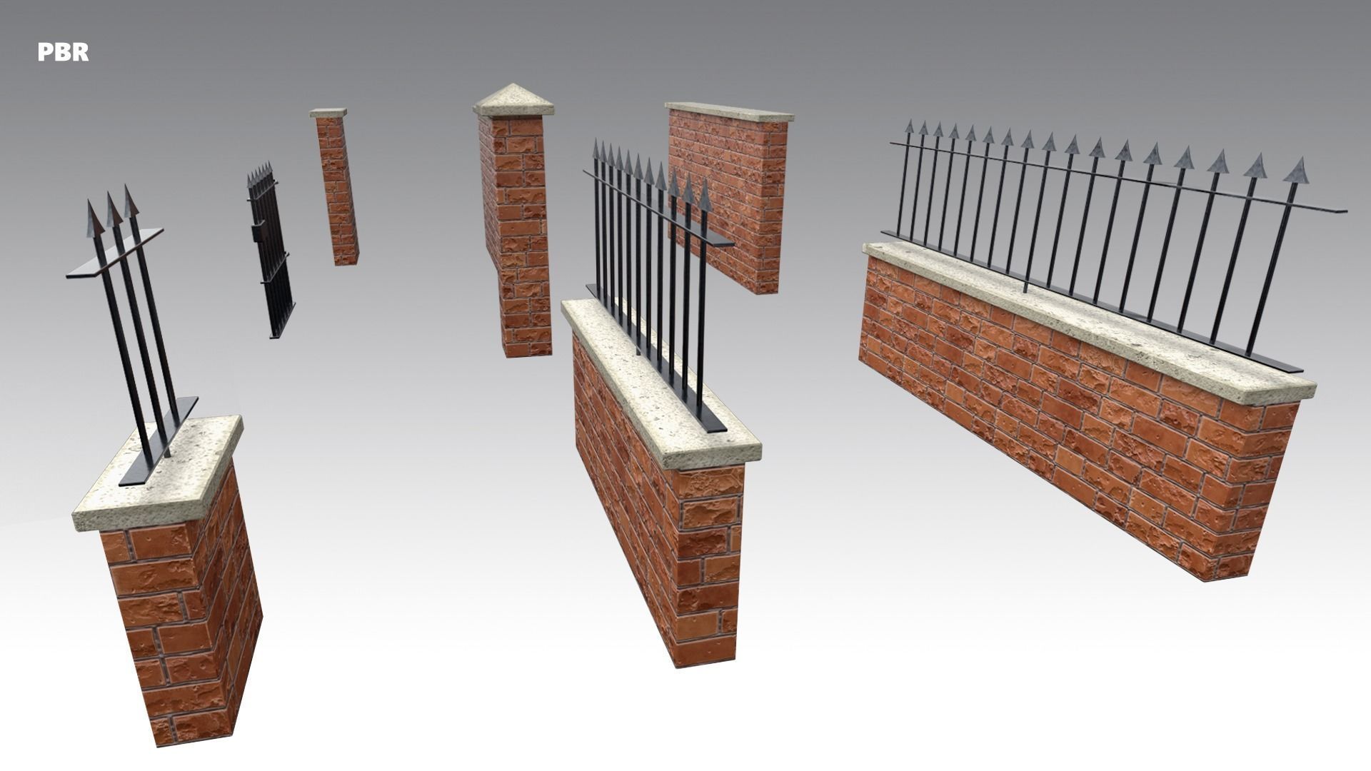 Brick Wall Pack PBR - Modular - Version 1 - Low-poly 3D model_5