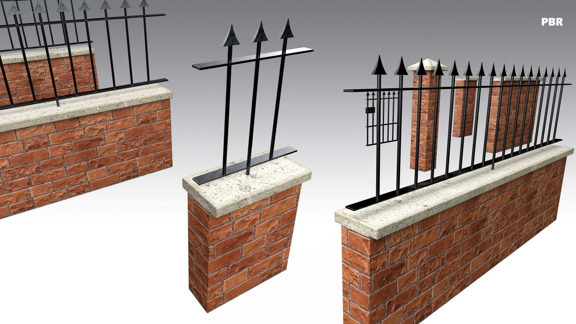 Brick Wall Pack PBR - Modular - Version 1 - Low-poly 3D model_3