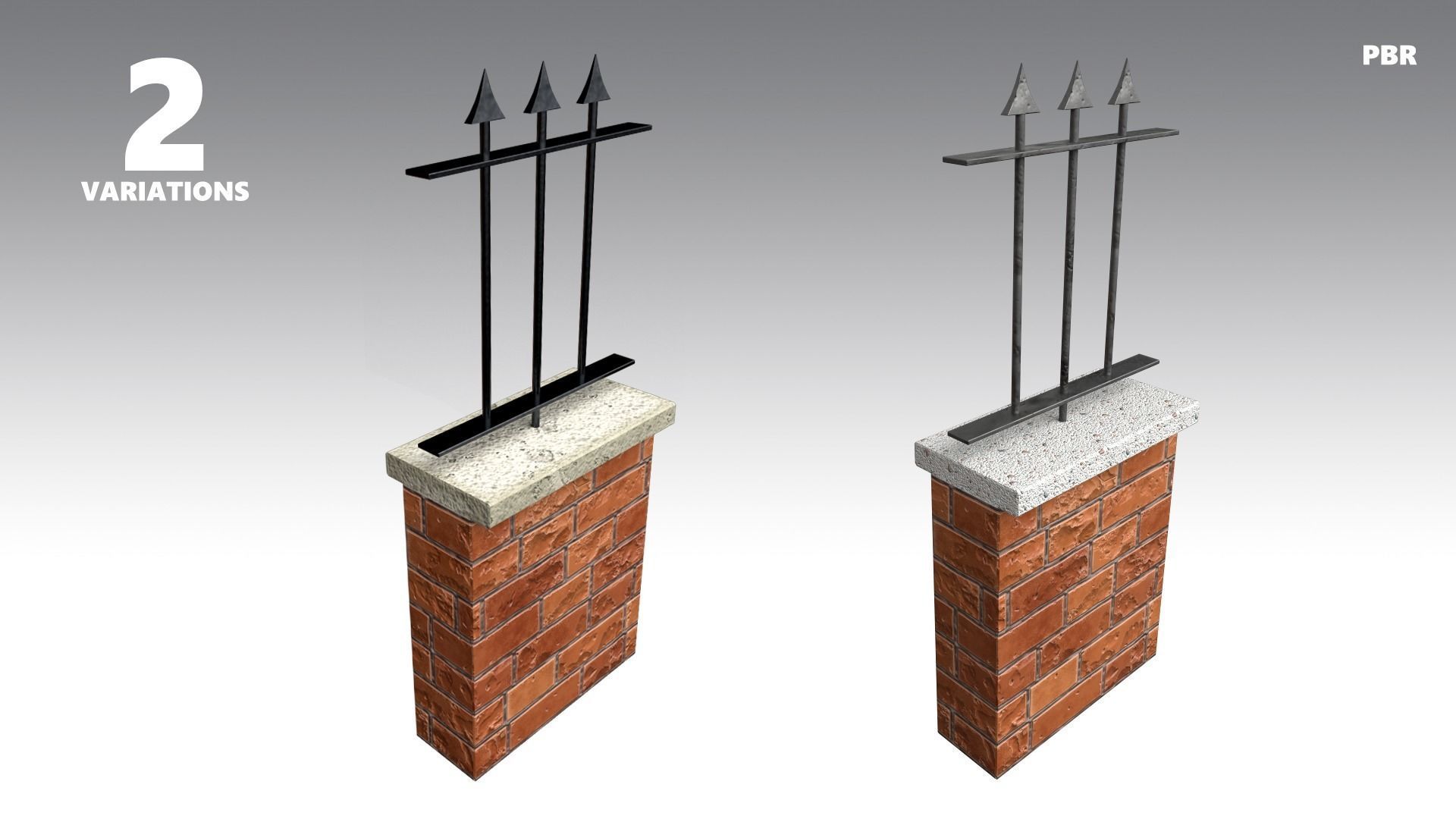 Brick Wall Pack PBR - Modular - Version 1 - Low-poly 3D model_1