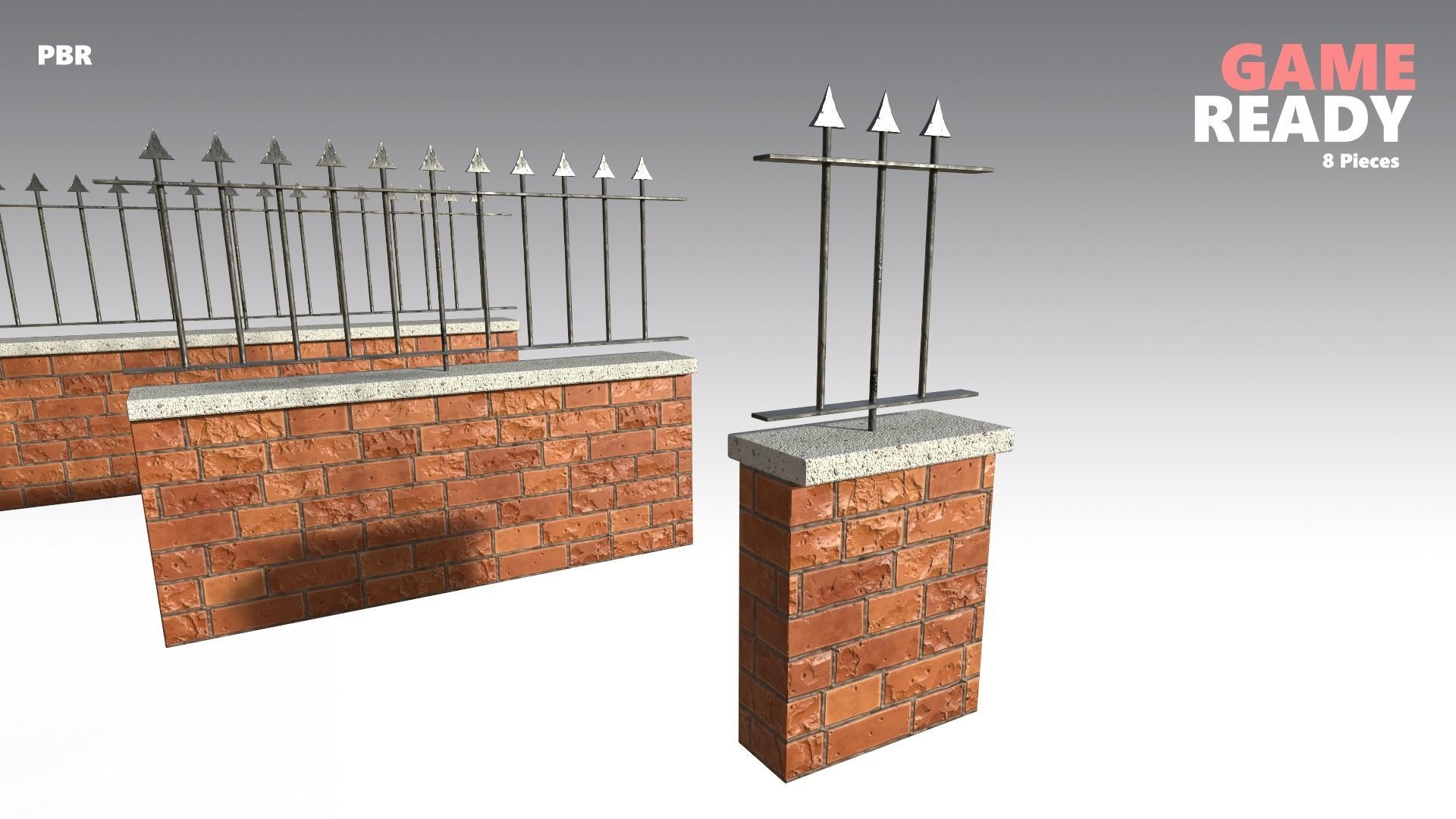 Brick Wall Pack PBR - Modular - Version 1 - Low-poly 3D model_4