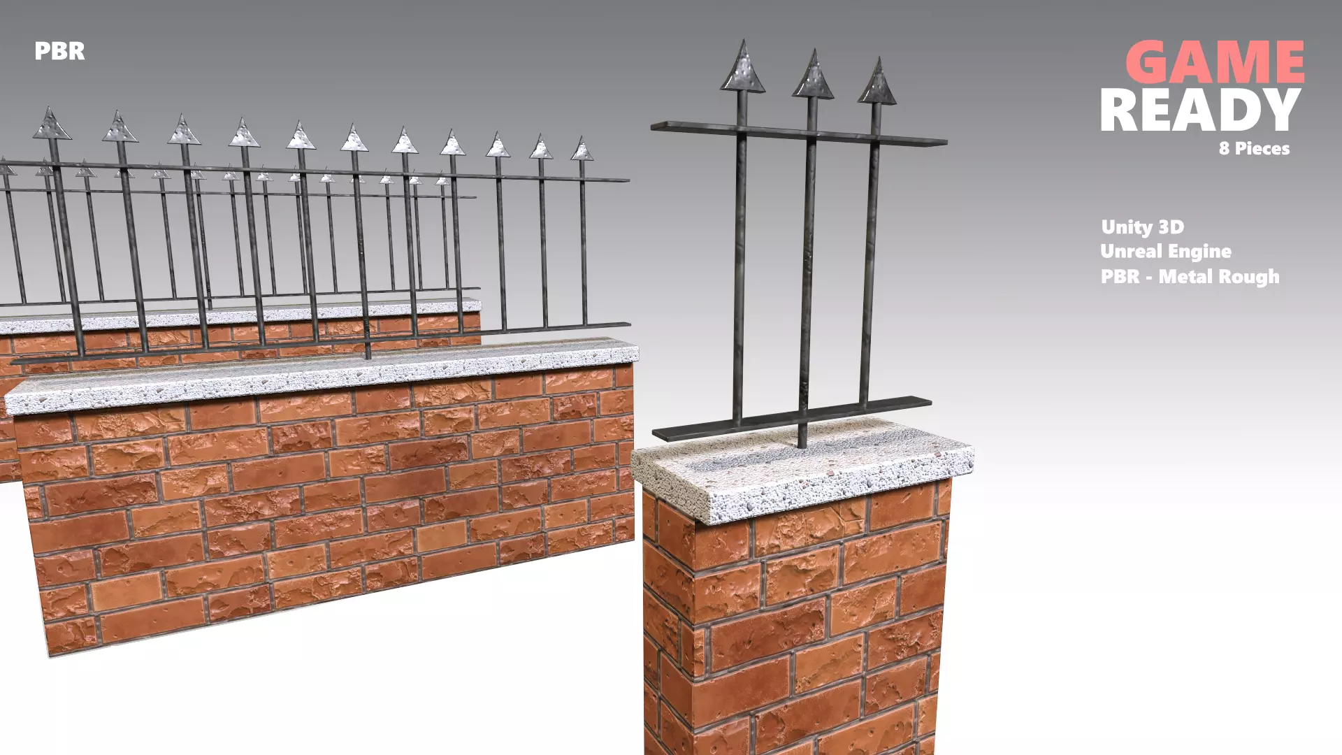 Brick Wall Pack PBR - Modular - Version 1 - Low-poly 3D model_0