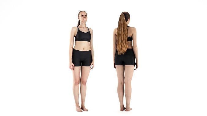 Woman in sports standing 62 Low-poly 3D model