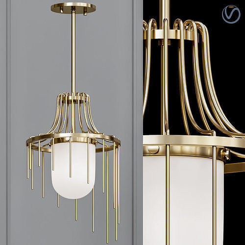 Kylie 1 Light 12 in  W Aged Brass Pendant 3D model