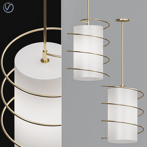 Carly 1 Light 14 75 in W Gold Leaf Pendant  3D model