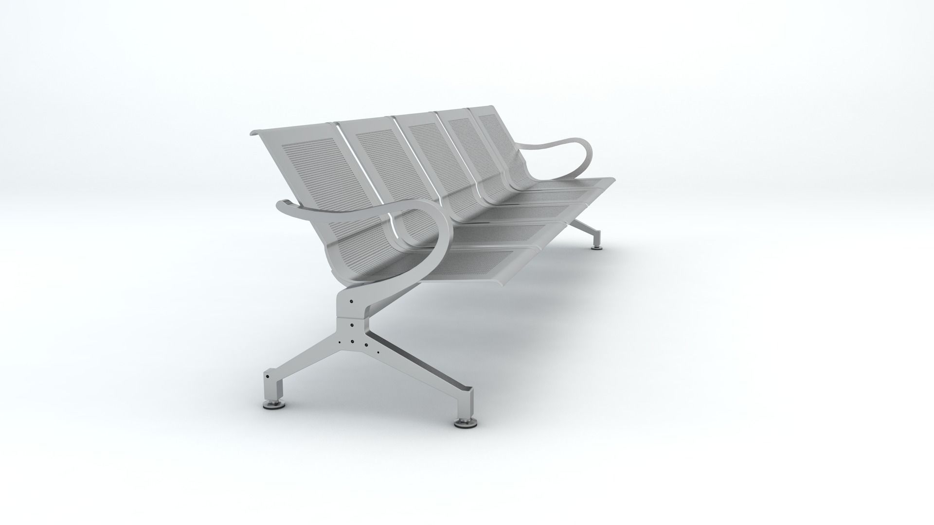 Five Set Waiting Chairs 3D Model 3D model 3D model 3D model_7