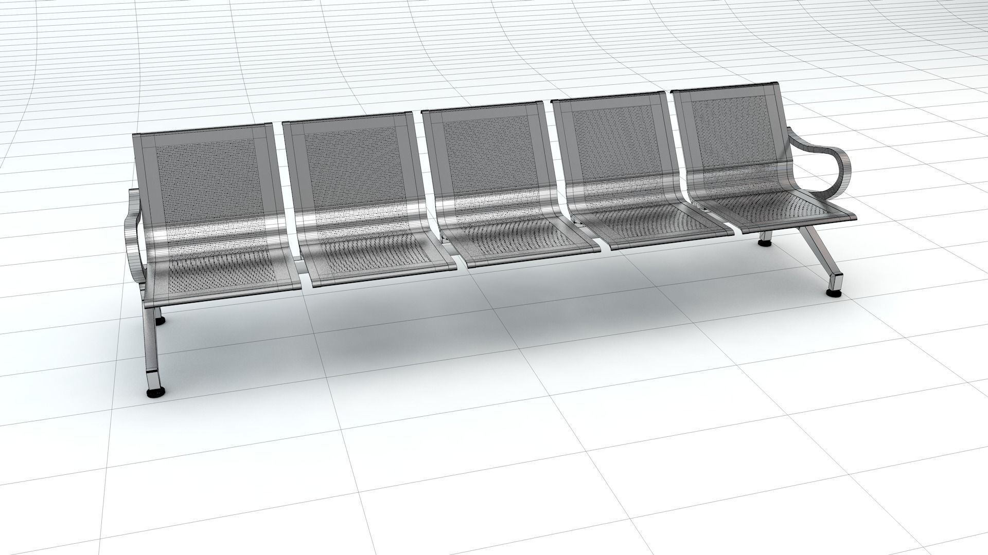 Five Set Waiting Chairs 3D Model 3D model 3D model 3D model_9