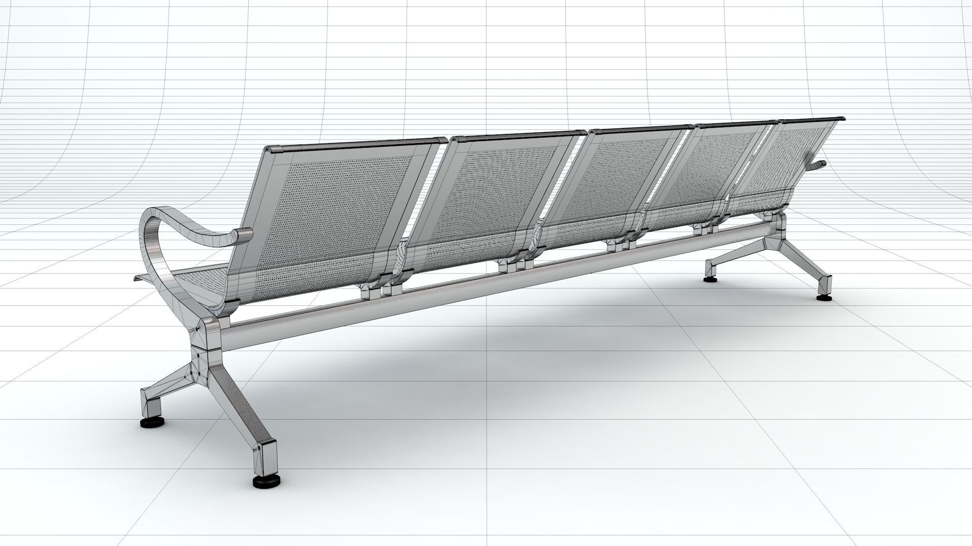 Five Set Waiting Chairs 3D Model 3D model 3D model 3D model_12