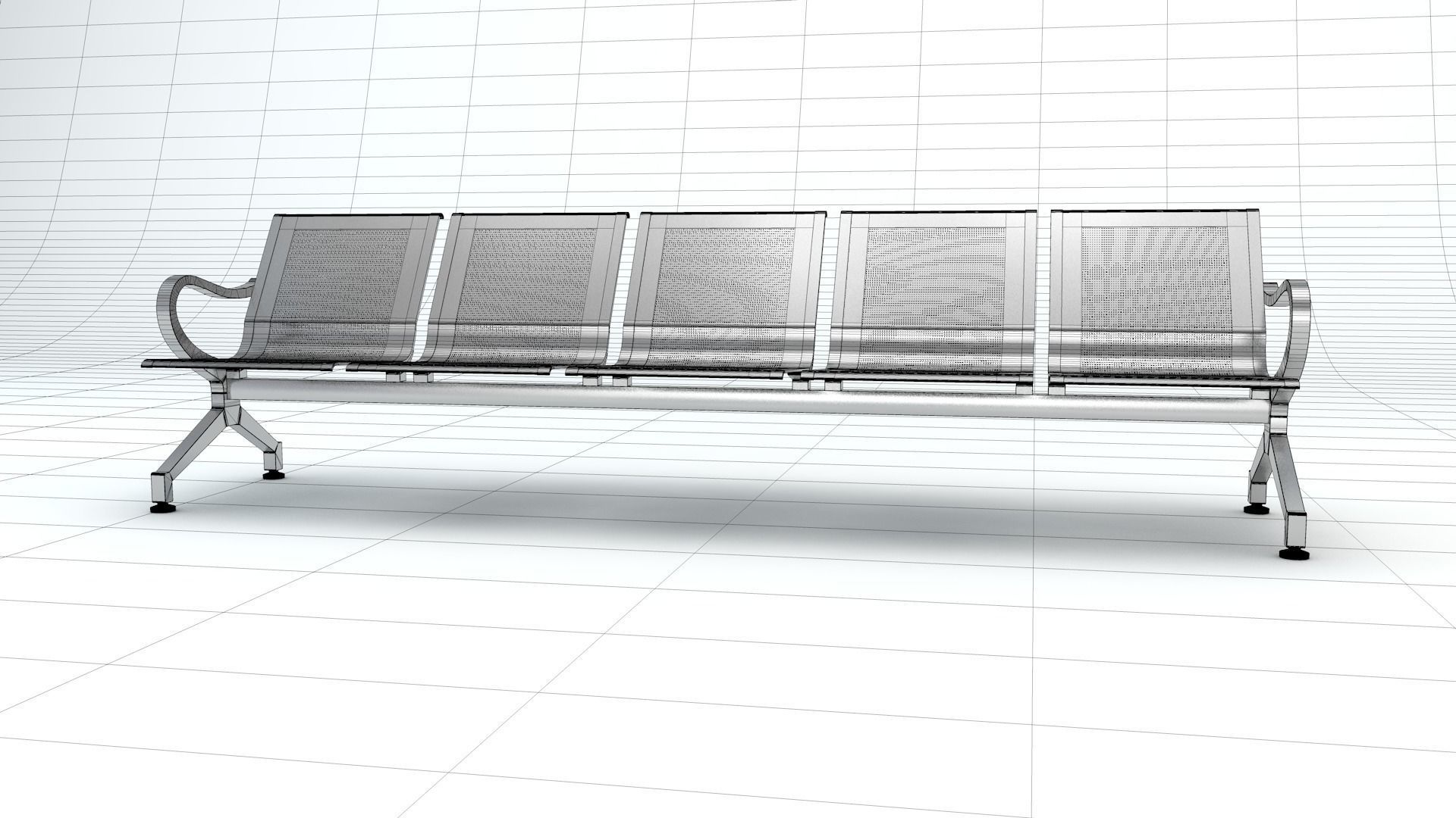 Five Set Waiting Chairs 3D Model 3D model 3D model 3D model_8