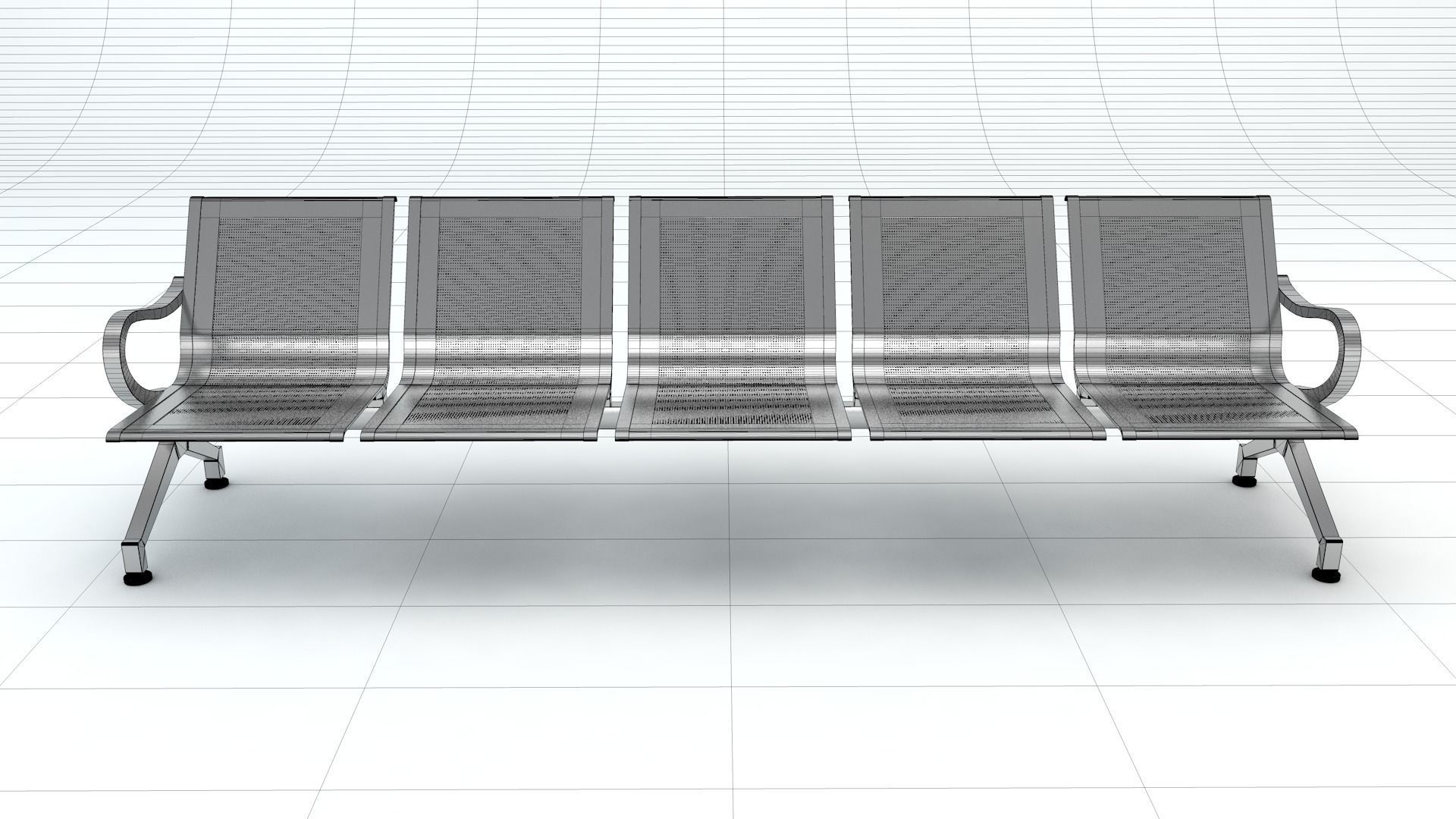 Five Set Waiting Chairs 3D Model 3D model 3D model 3D model_11