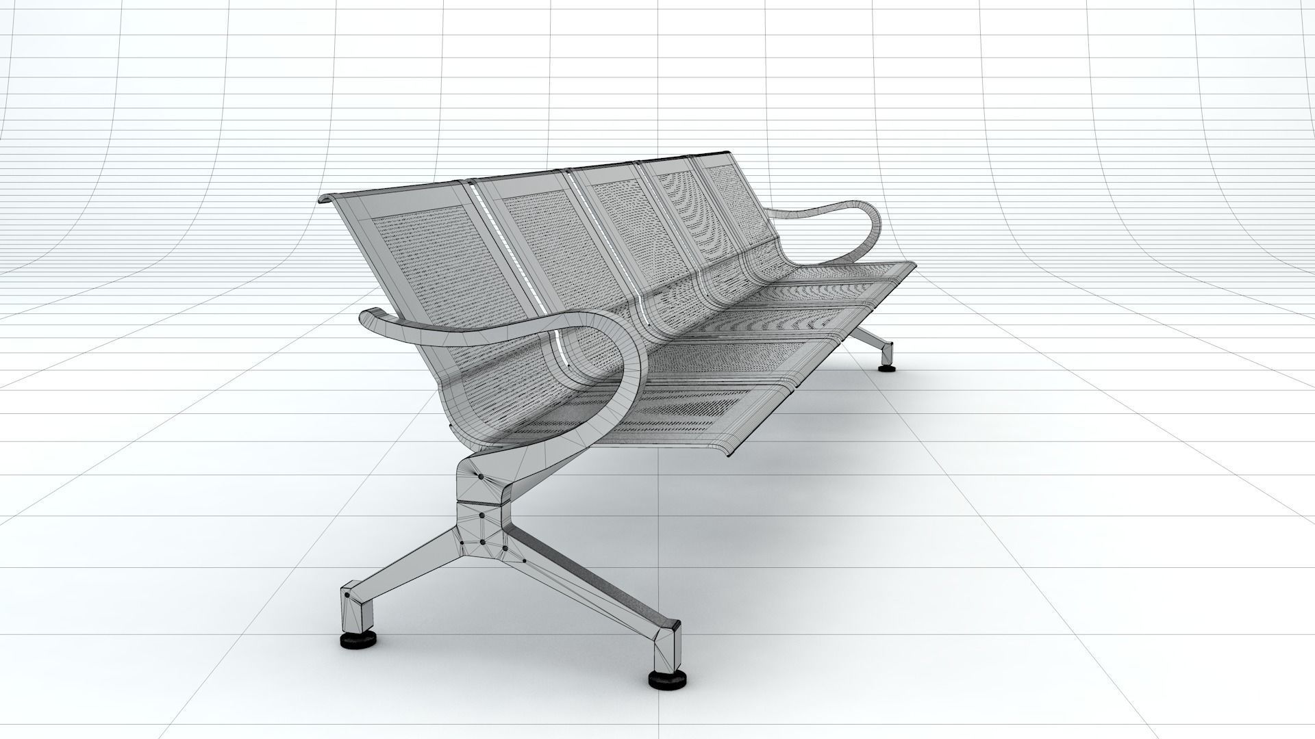 Five Set Waiting Chairs 3D Model 3D model 3D model 3D model_15