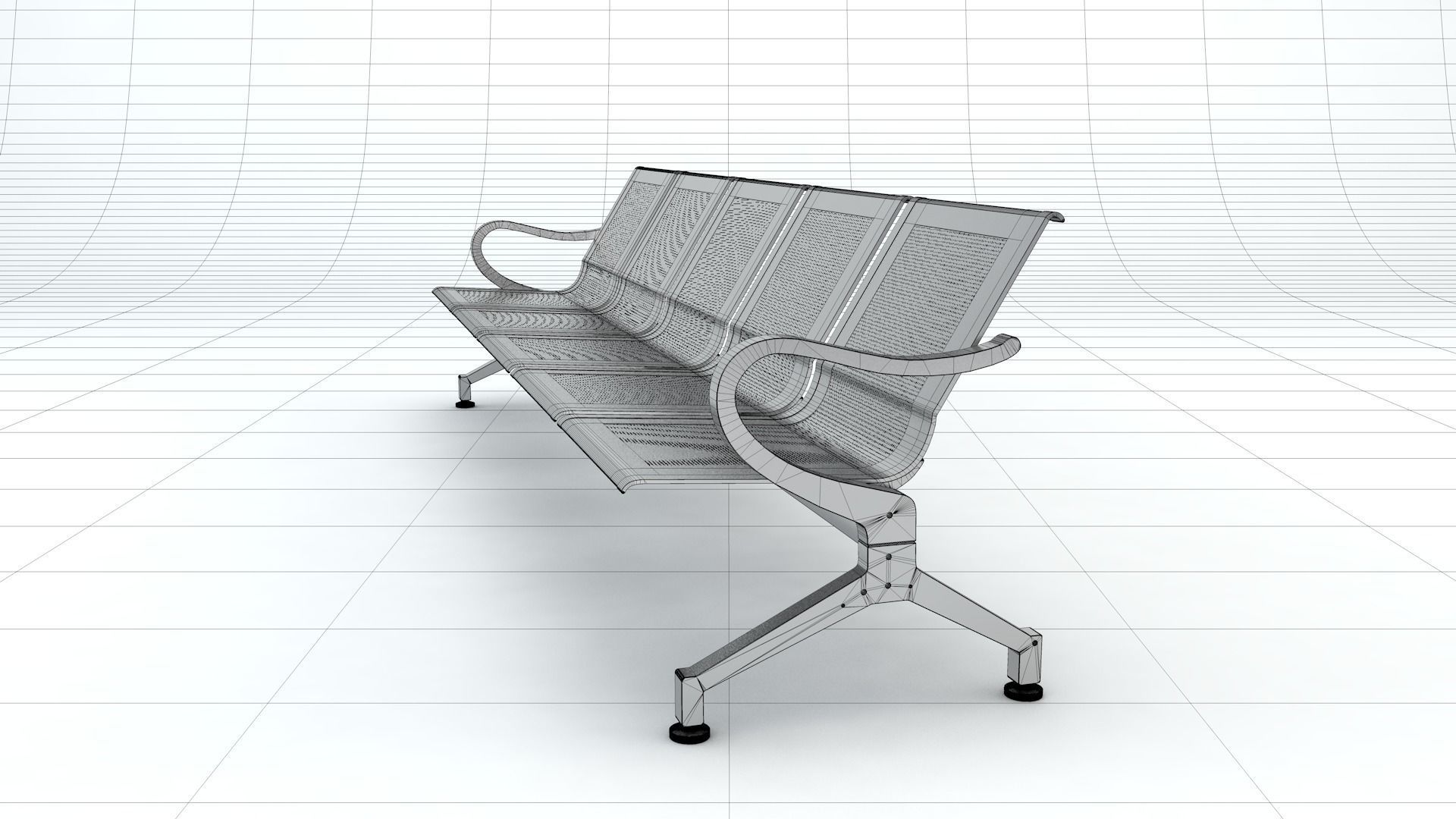 Five Set Waiting Chairs 3D Model 3D model 3D model 3D model_14