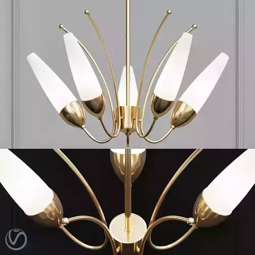 Amee 5 Light Aged Brass Chandelier with Opal Matte Glass Shade