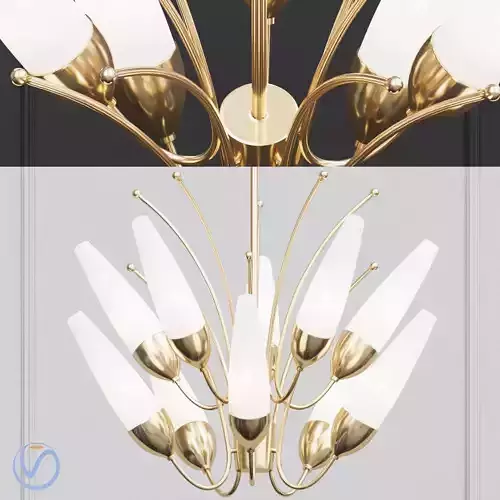 Amee 10 Light Aged Brass Chandelier with Opal Matte Glass Shade